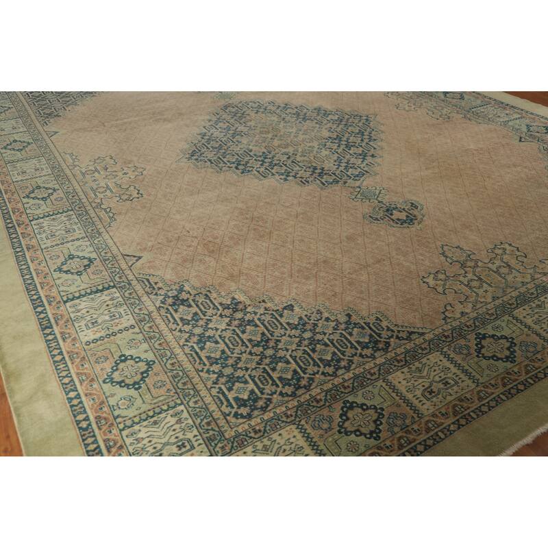 Vegetable Dye Tabriz Persian Large Rug Hand-Knotted Wool Carpet - 10'10"x 12'9"