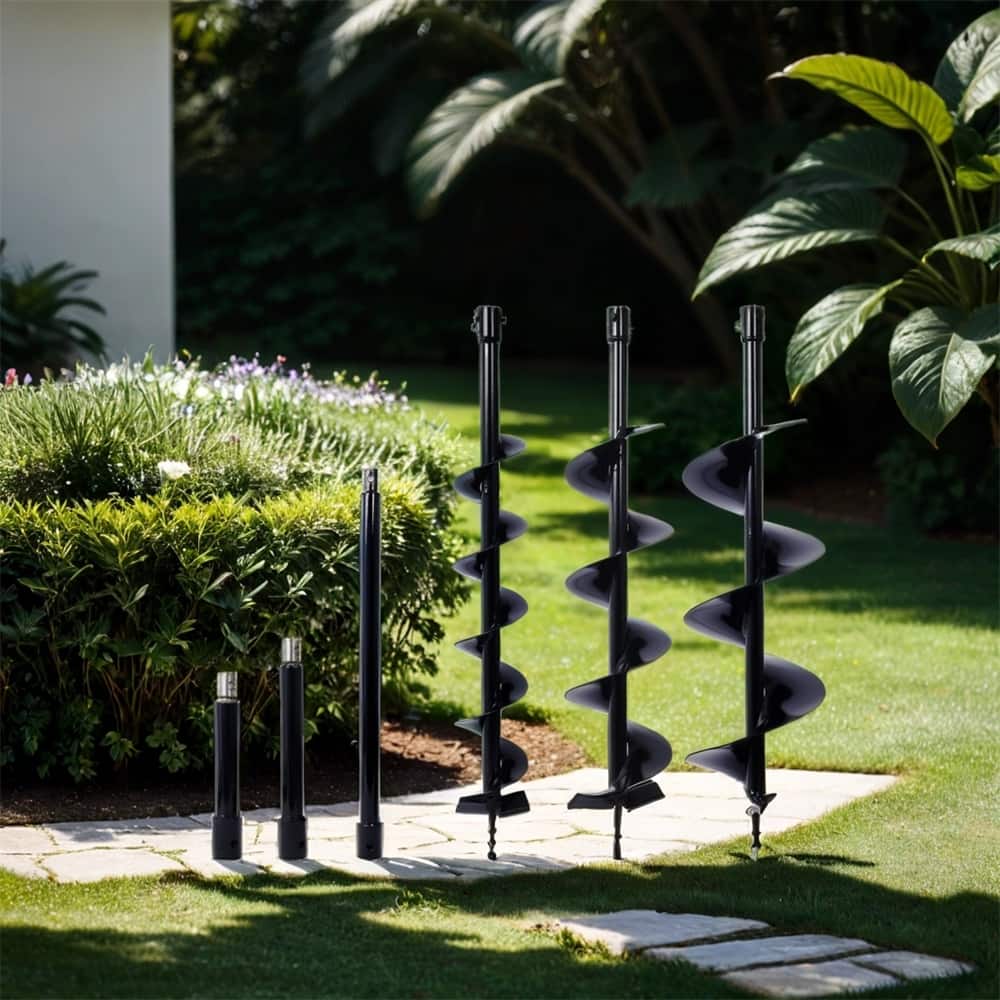 6 Piece Steel Hole Digger Replacement Auger Bits,4"+6"+8"+EXTENSION ROD KIT