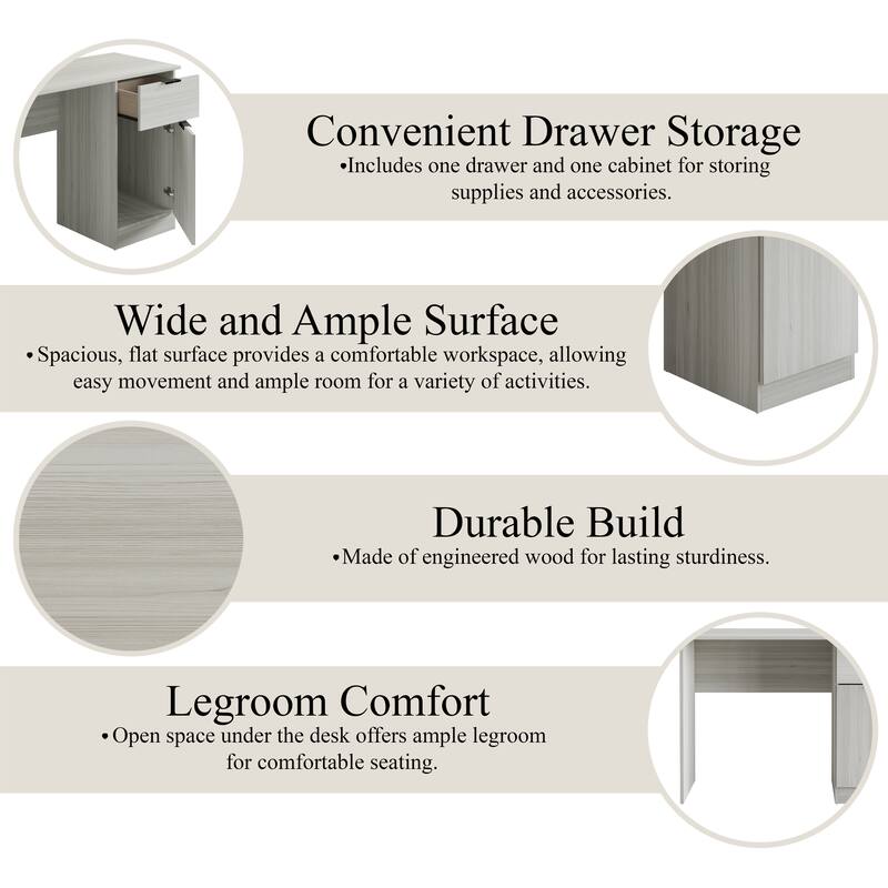 CraftPorch Mid Century wooden Writing Table with Cabinet