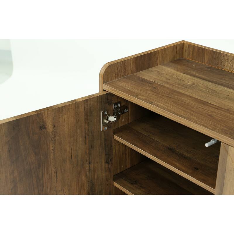 5-Tier Wooden Shoe Cabinet with Doors
