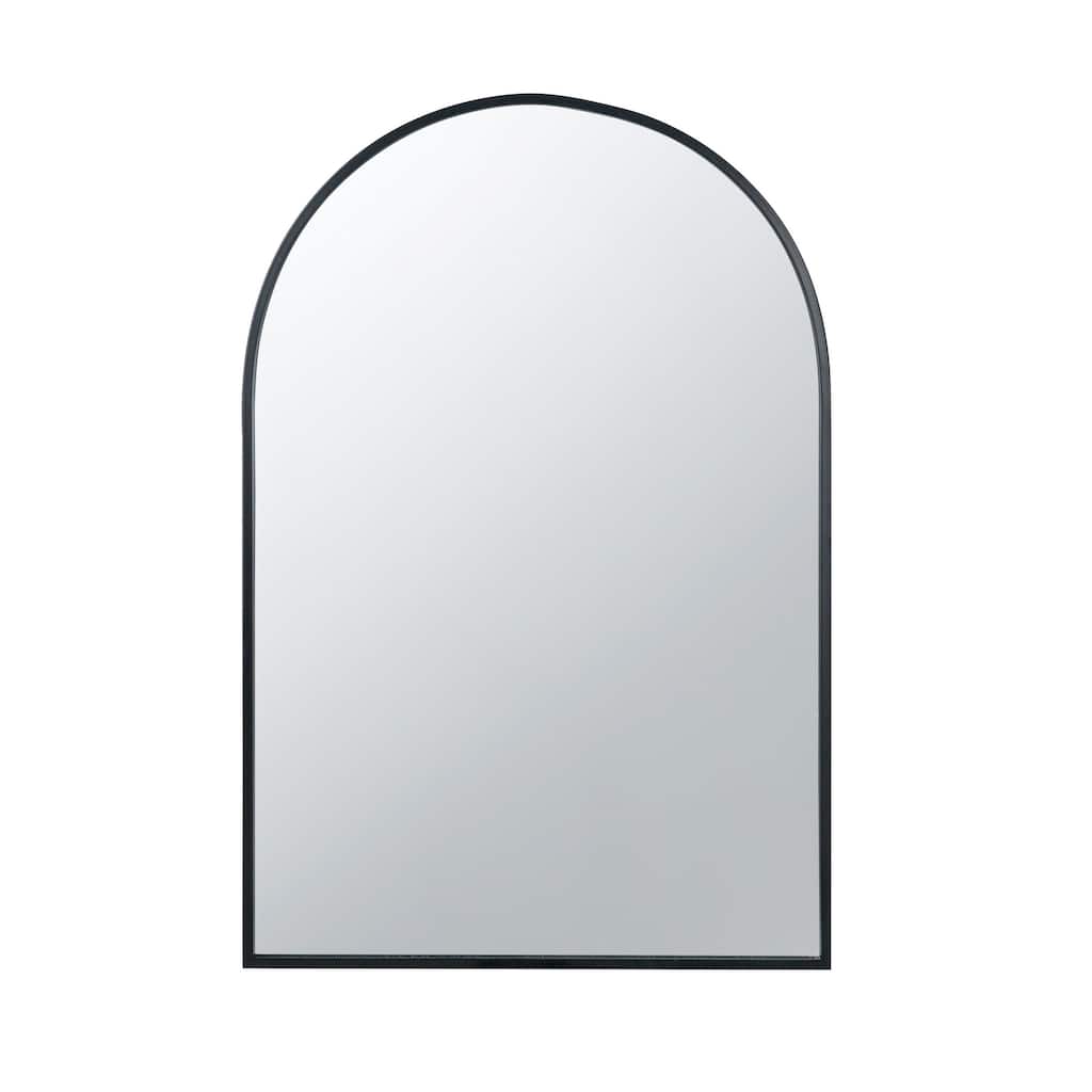 Cod 36 Inch Wall Mounted Mirror, Wide Arched Design Black Metal Frame