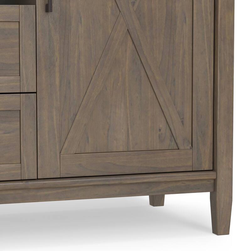 WYNDENHALL Cantina SOLID WOOD 54 inch Wide Rectangle Transitional Sideboard with Wine Storage in Smoky Brown