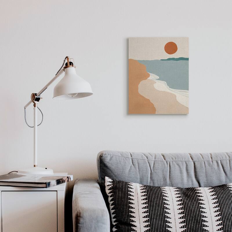 Stupell Soft Neutral Coastal Landscape Terracotta Brown Canvas Wall Art