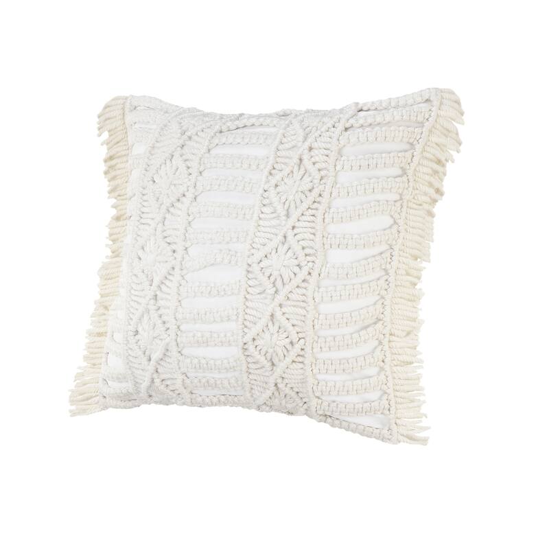 Sevita Hand Made Macrame Indoor Outdoor Throw Pillow