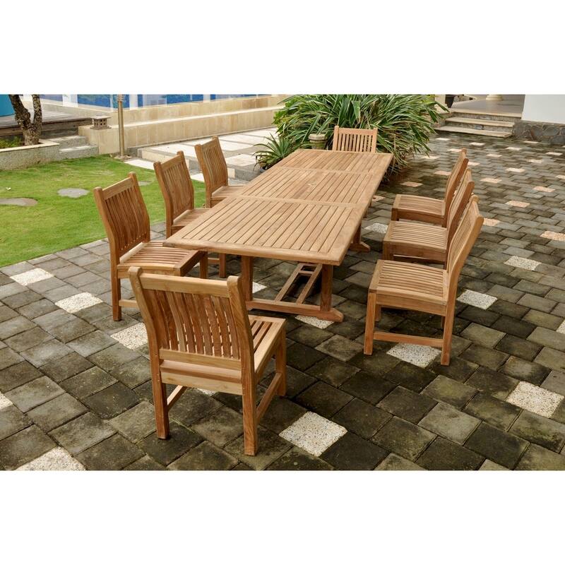 Retro Rectangular Dining Set - 9 Piece Dining Room Table and Chair Set
