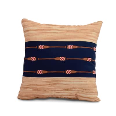 18 x 18 Inch Oar Stripe Center Stripe Print Outdoor Pillow