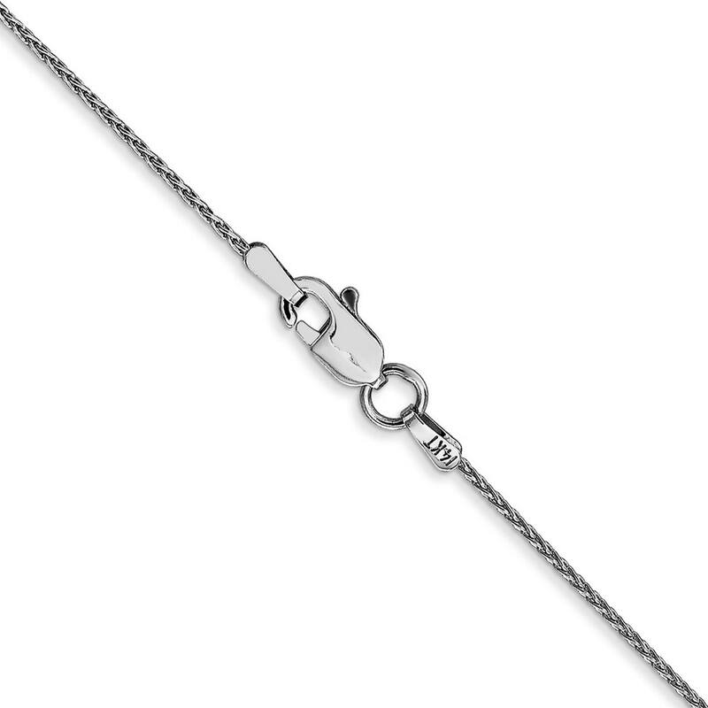 Curata 14k White Gold Solid 1mm Round Wheat Chain Necklace Options: 16 18 20 22 24 30