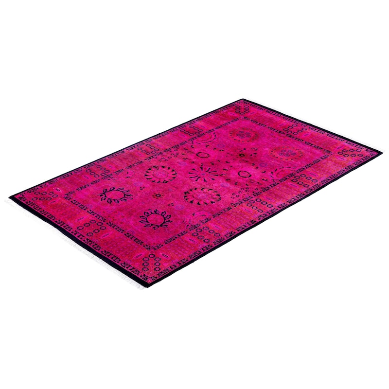 Overdyed One-of-a-Kind Hand-Knotted Area Rug - Pink - 3' 1" x 5' 2"