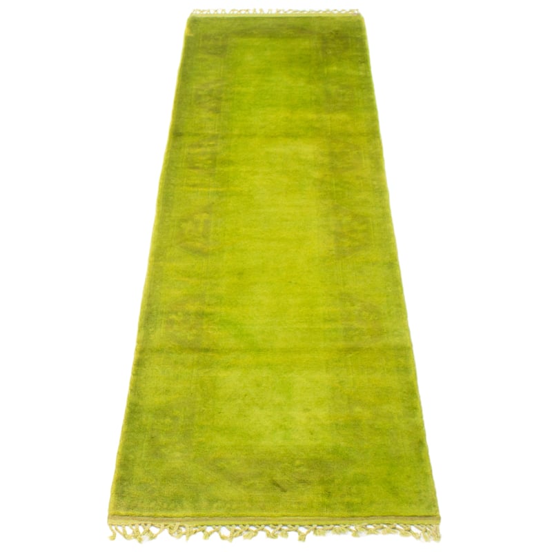 ECARPETGALLERY Hand-knotted Color Transition Lime Wool Rug - 2'9 x 9'9
