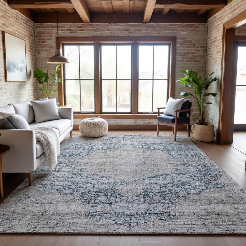Premium Washable Super Soft Vintage Persian Mayfield Rug - Blue - 5' x 7'6"