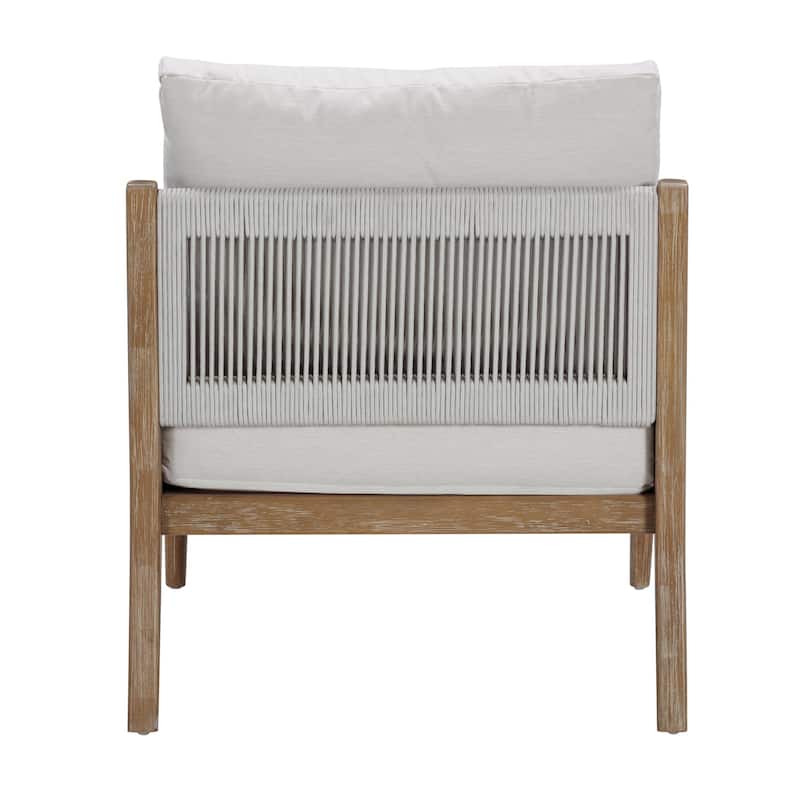 Kayden Bohemian Wooden Upholstered Armchair with Removable Cushion Covers and Solid Acacia Wood Frame