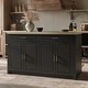 preview thumbnail 1 of 40, Kitchen Island with Storage Cabinet, White Kitchen Island Table with Drawers & Shelves Pantry Black