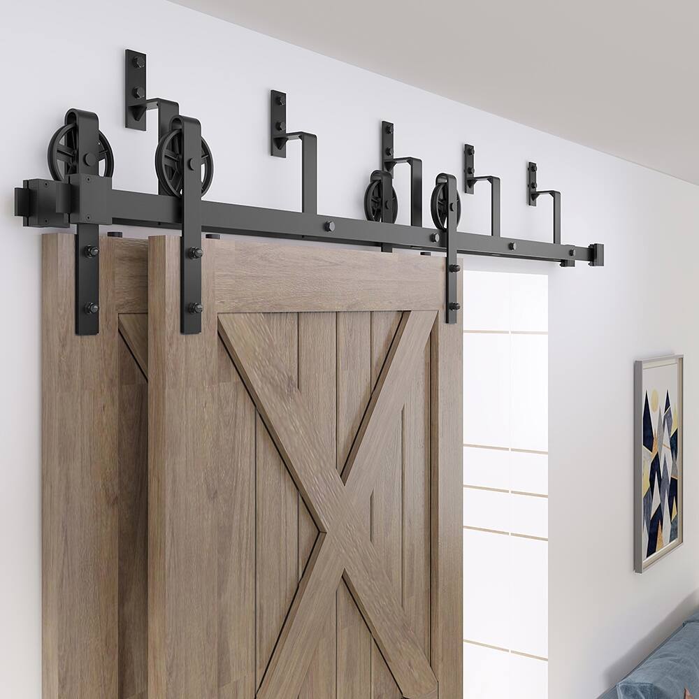 WINSOON 516FT Bypass Sliding Barn Door Hardware Kit for Double Doors