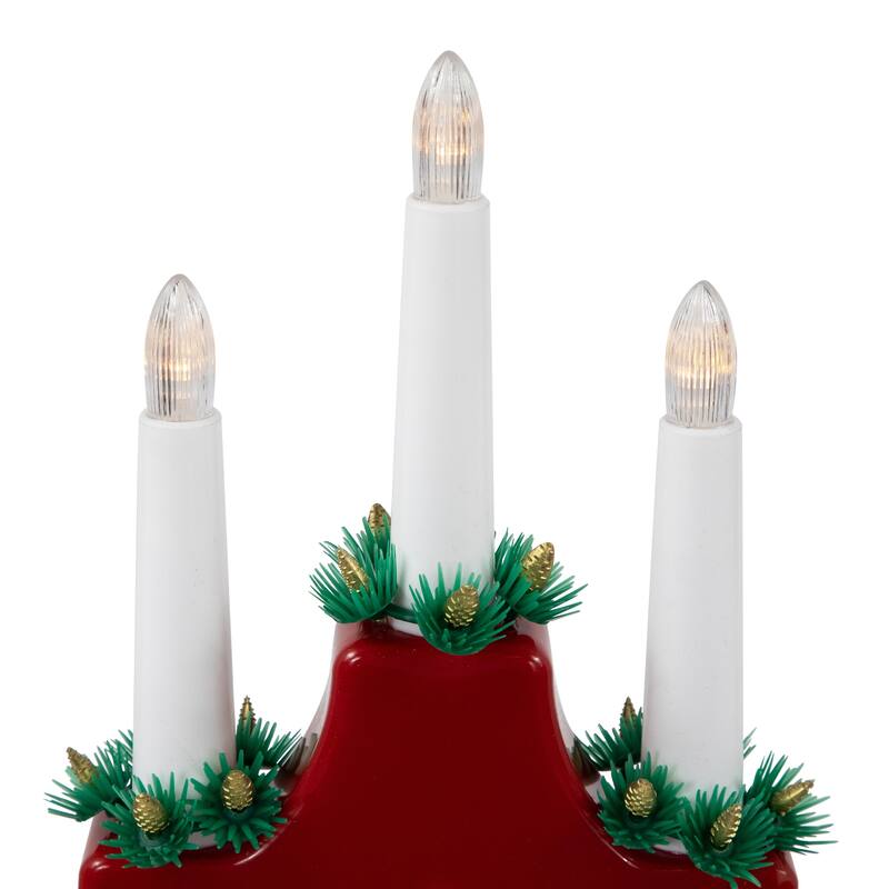 LED Lighted Christmas Candelabra Bridge - 13" - Red Base - C6 Clear Lights