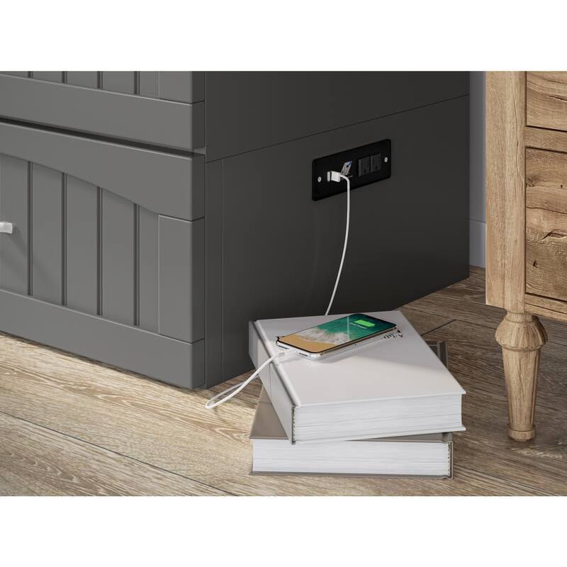 Queen Murphy Bed with Mattress & USB Charger - Solid Wood Chest - Space Saving Furniture - Modern Design