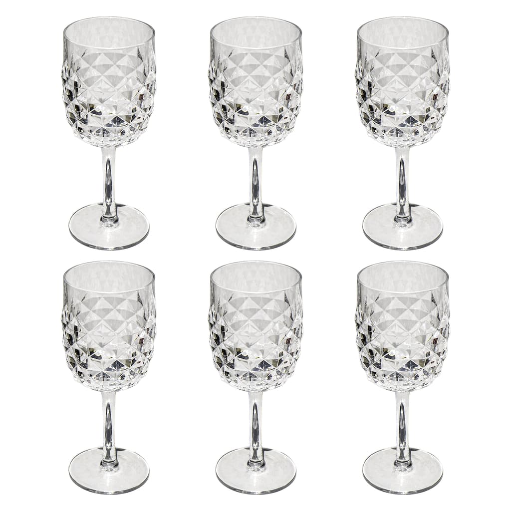 Abode Homewares Diamond Cut Acrylic Wine Glass - 15.6 oz - Set of 6