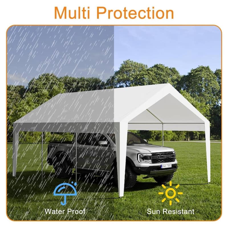 10'x20' Extra Large Heavy Duty Carport Portable Garage Shelter for Car, Truck, SUV - 10X20 Ft