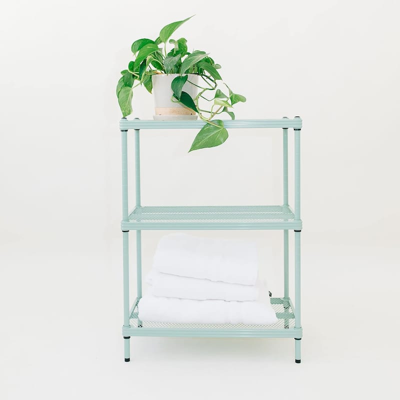 Design Ideas MeshWorks 3 Tier Full-Size Metal Storage Shelving Unit Rack, White