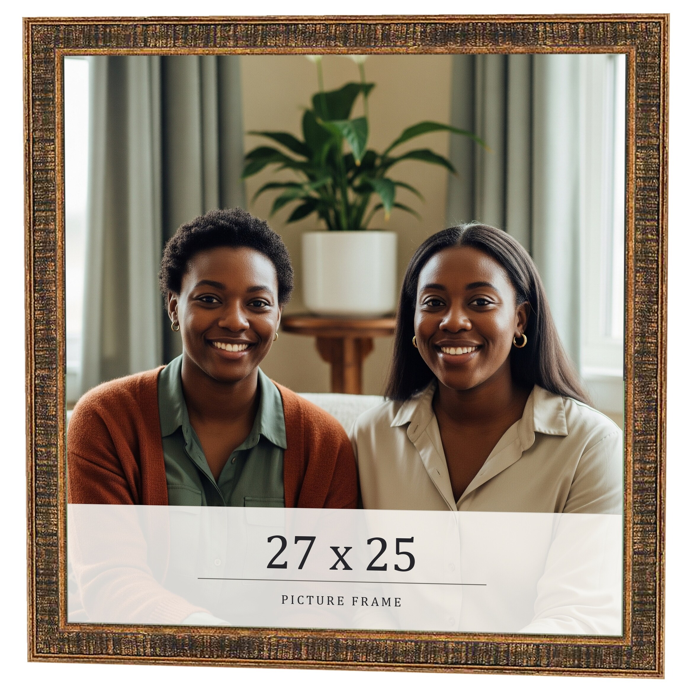 27x25 Frame Black Real Wood Picture Frame Kingsley Gold Distressed Photo Frame with UV Acrylic Foam Board Backing &