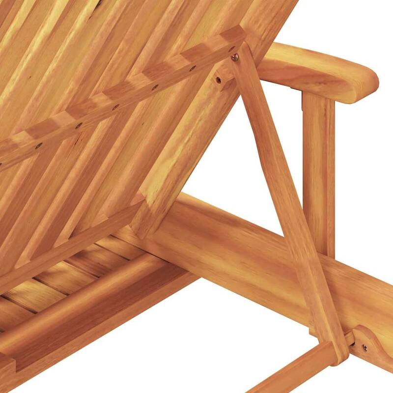 vidaXL Sun Lounger Reclining Red 200 x 67 x 84cm Solid Acacia wood - 78.7 x 26.4 x 33.1