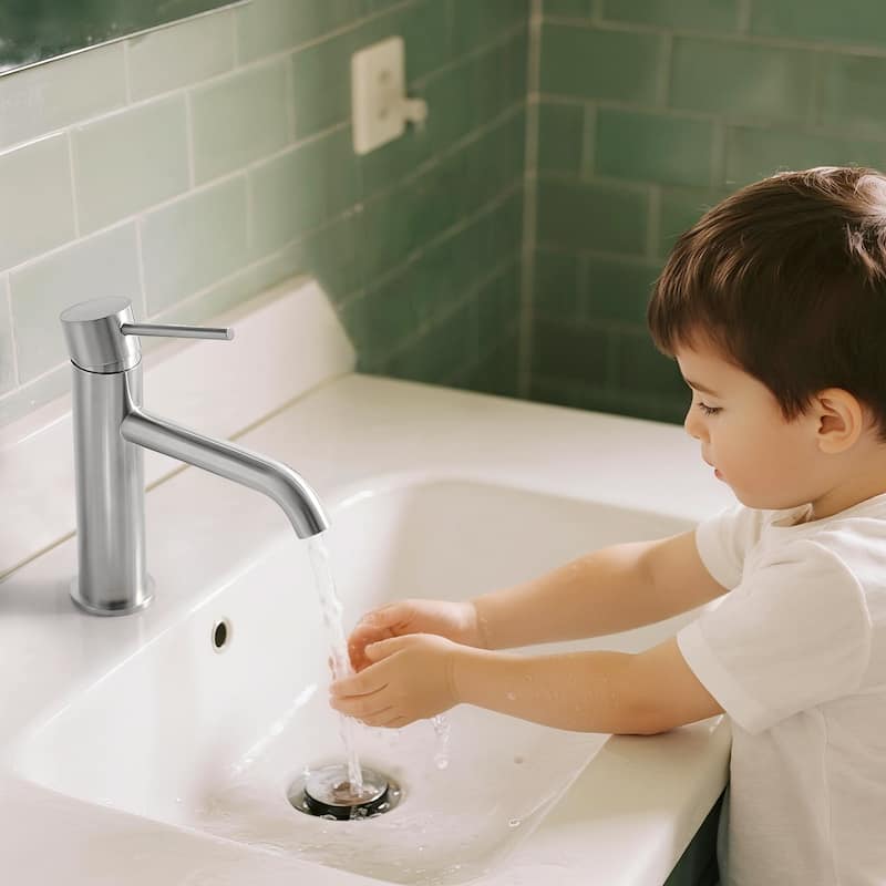 Single-Handle Deck-Mounted Bathroom Sink Faucet