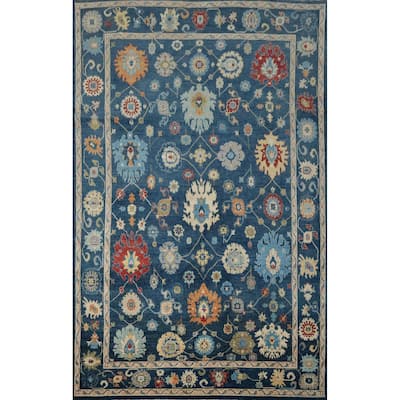 Hand Knotted Oriental 100% Wool Carpet Traditional All-Over Navy Blue & Blues Ziegler Area Rug - 12' 4'' X 8' 10''