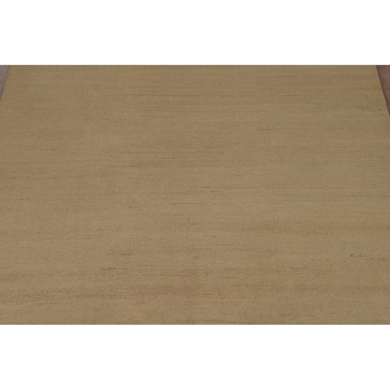 Muted Gold Beige Gabbeh Oriental Area Rug Hand-Knotted Wool Carpet - 6'5" x 9'8"