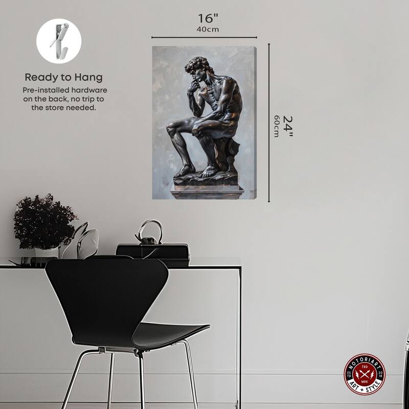 Notoriart Ebony Statue In Thought Gallery Wrapped Men Style 1 Piece Canvas Wall Art