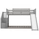 preview thumbnail 7 of 11, Twin over Twin Bunk Bed Wood Guardrail Bed with Convertible Slide and Storage Stairway Kids Teens