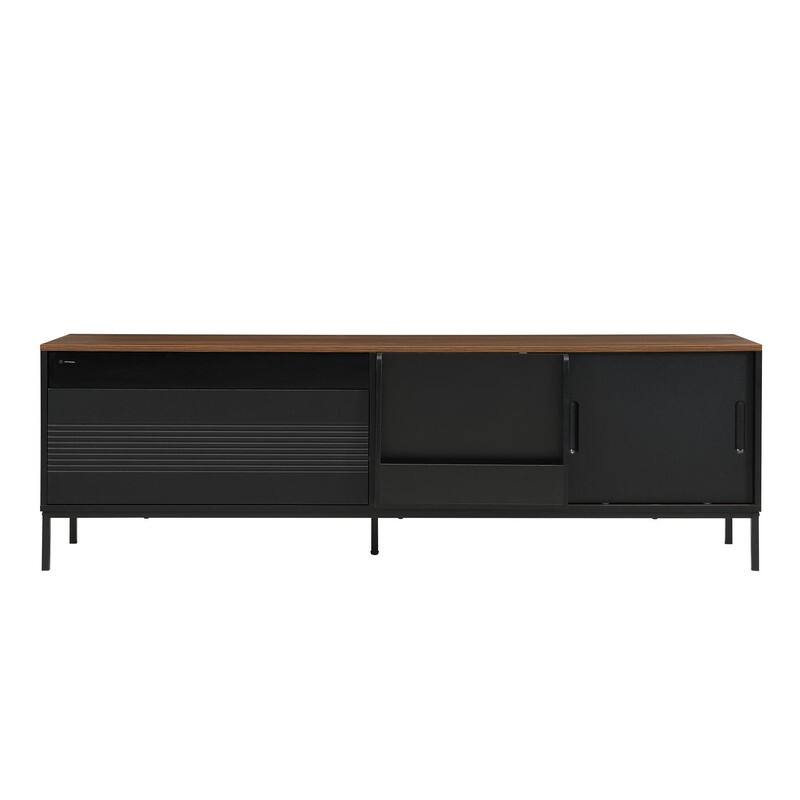 70.8'' Modern TV Stand for TVs up to 75", Entertainment Center with Storage, Sliding Doors