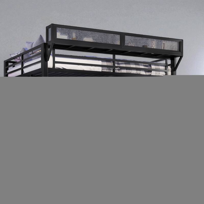 Metal Loft Bed Twin XL/Full/Queen with Storage Stairs, Built-in Wardrobe, USB Ports and LED Lights