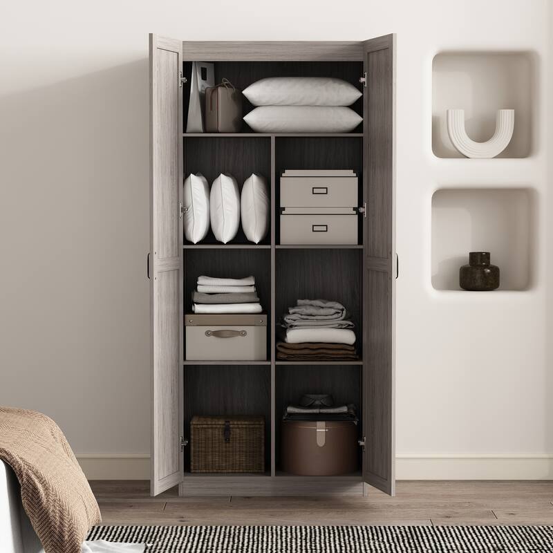 Manhattan Comfort Cornelia Modern Storage Closet 1.0 with 14 Adjustable Shelves - N/A