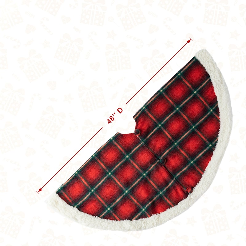 Glitzhome 48"-52"D Knitted Polyester Christmas Tree Skirt
