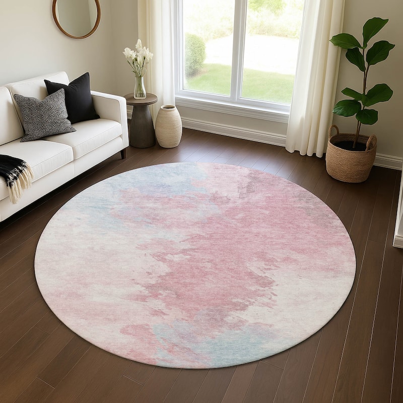 Premium Washable Super Soft Abstract Modern Mayfield Rug - Blush - 8' x 8'