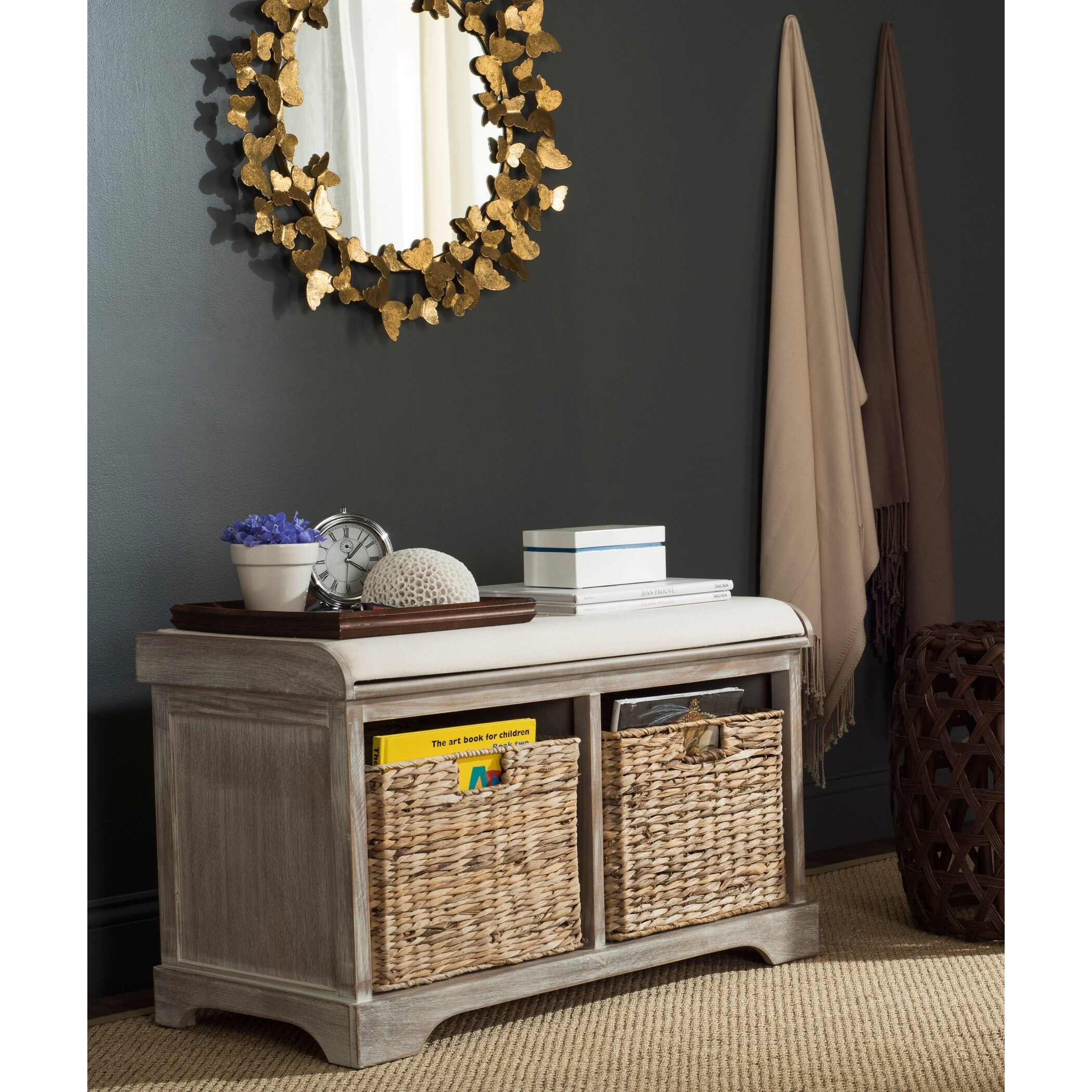 Shop Safavieh Freddy Winter Melody Wicker Storage Bench 33 5 X