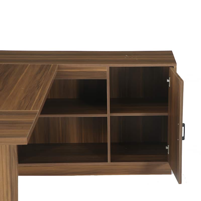 70.87-Inch L-Shaped Executive Desk with File Cabinet and Shelves, Large Computer Desk for Home Office