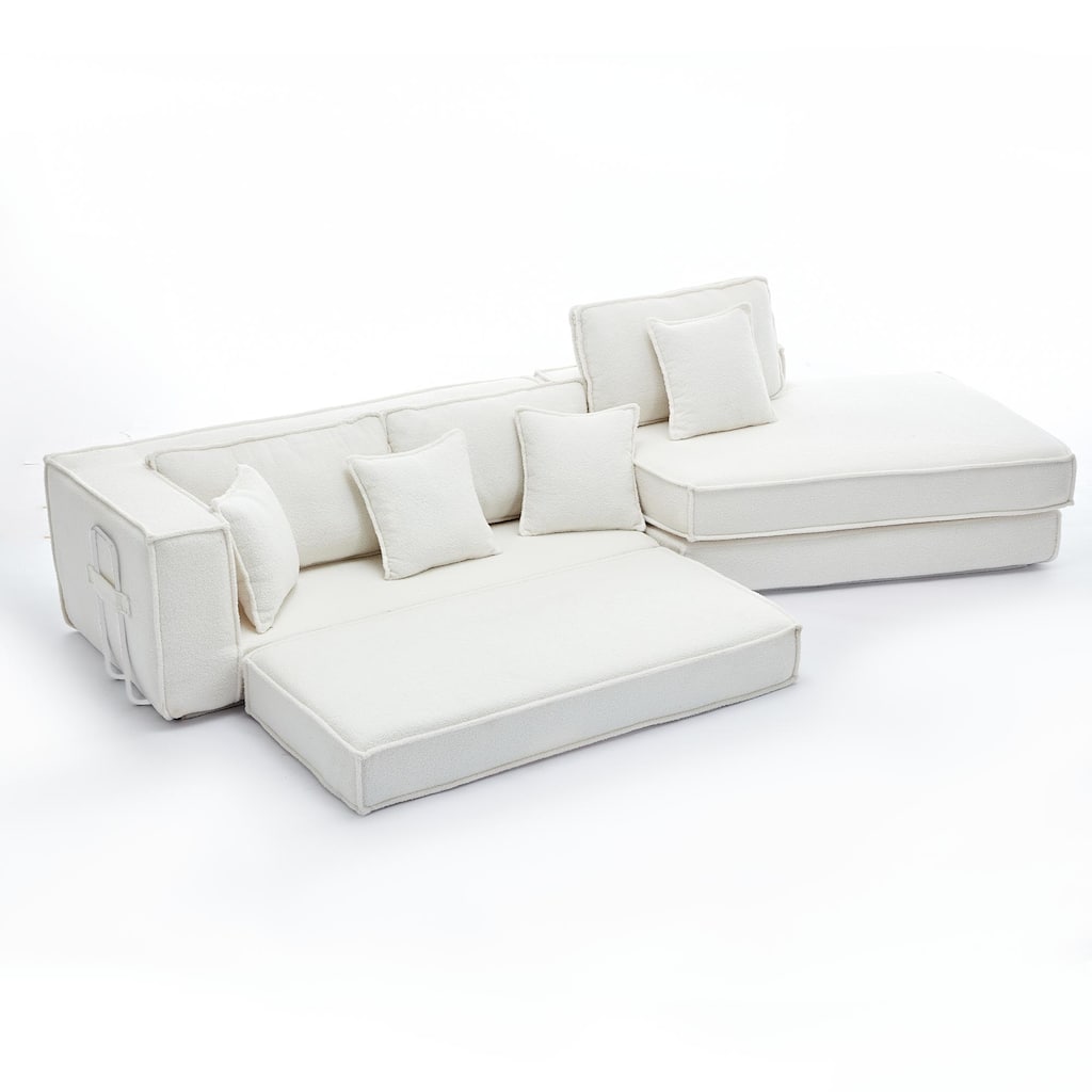 133Inch Folding Convertible Slepper Sofa Bed,Lamb Velvet Fabric