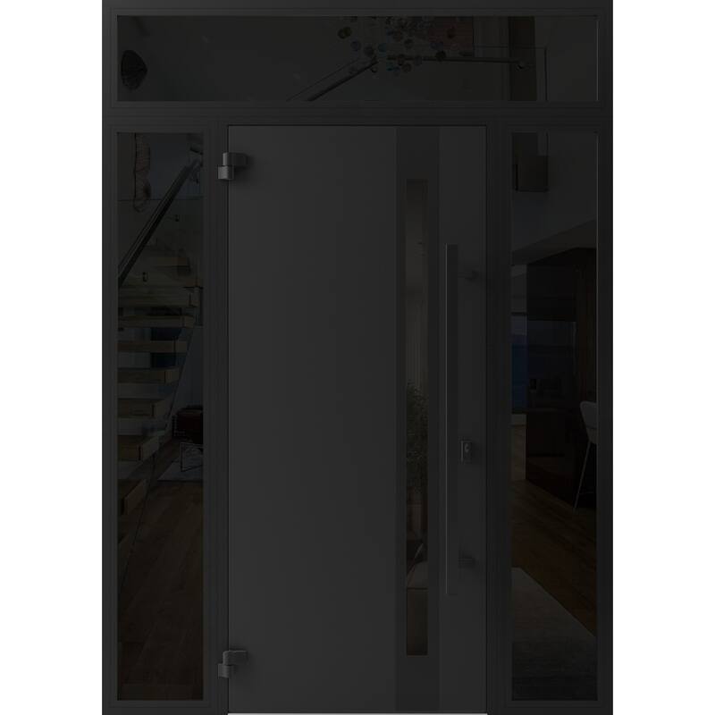 Front Exterior Prehung Steel Door Ronex 1033 Teak Entry Metal Painted W36xH80 Left hand Inswing