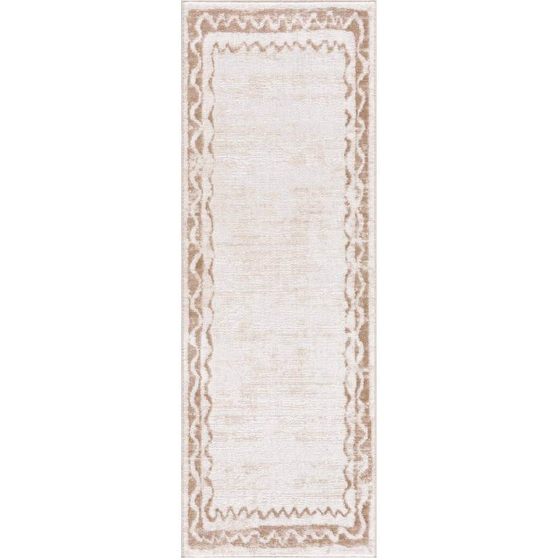 Hauteloom Beatus Hallway, Kitchen Machine Washable Runner Rug - Beige - 2'7" x 7'3"