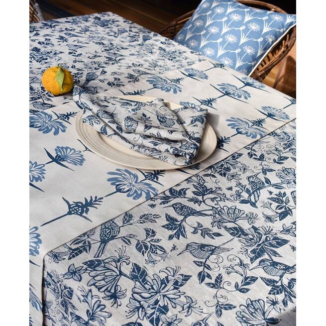 French Home Honeysuckle 59" x 98" Tablecloth - Indigo