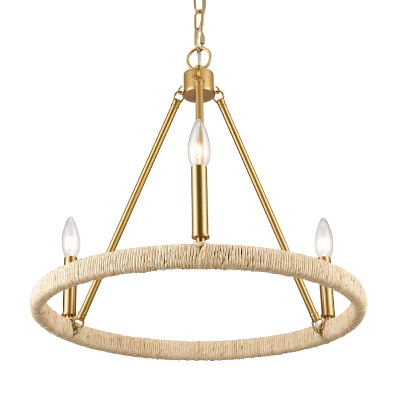 Elk Home Abaca Brushed Gold Finish 3 Light Chandelier
