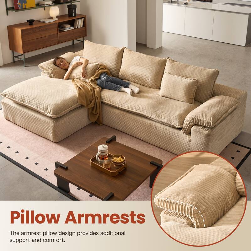 OVIOS L-Shaped Sofa with Dual-Tone Stripe Fabric​