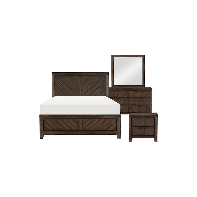 Marcille 3 Piece Cherry Modern Panel Bedroom Set