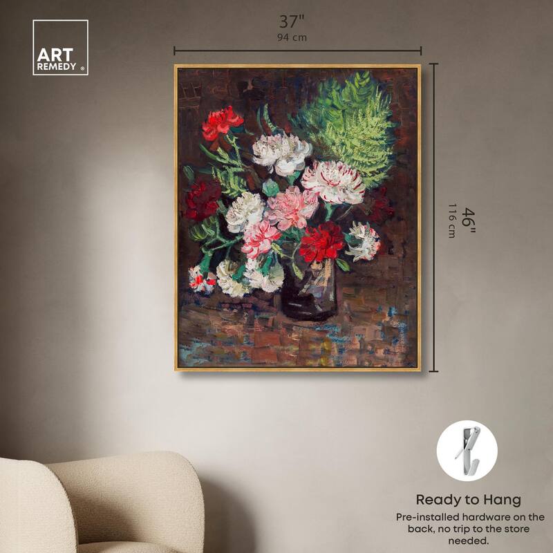 Vase with Carnations Canvas by Art Remedy