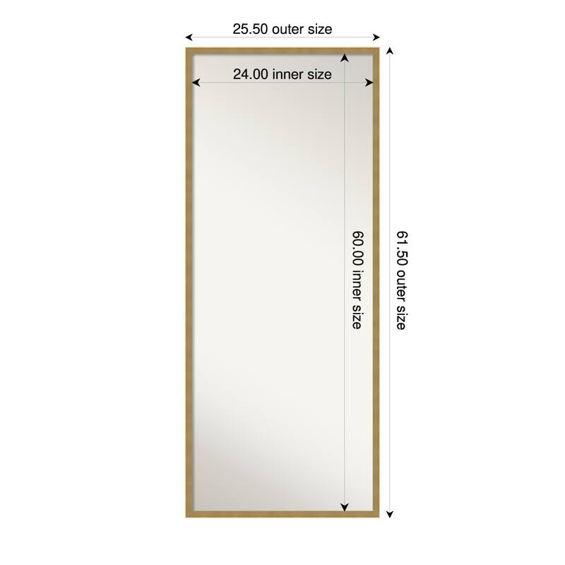 Incline Non-Beveled Wood Framed Full-Length Floor Leaner Mirror - 26 x 62 in - Incline Dark Gold