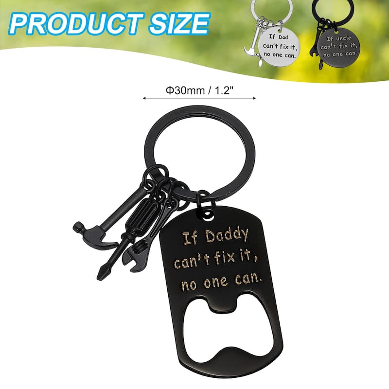 Bottle Opener Keychain Gifts, If Daddy Can't Fix It No One Can. - Black