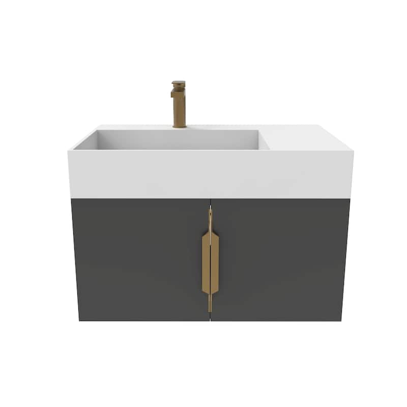Amazon 30" Wall Mounted Bathroom Left Basin Vanity Set w/ White Top
