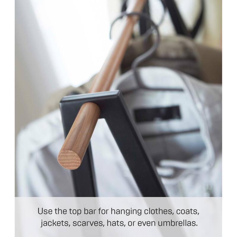 Yamazaki Home Coat Rack with Shelf, Steel, Holds 24.2 lbs - L 18.5 x W 20.47 x H 55.12 inches