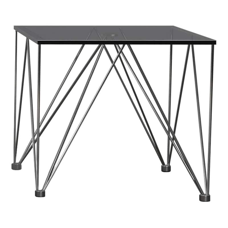 Chalet Square Smoked Glass Top End Table Chrome - Glass - Chrome