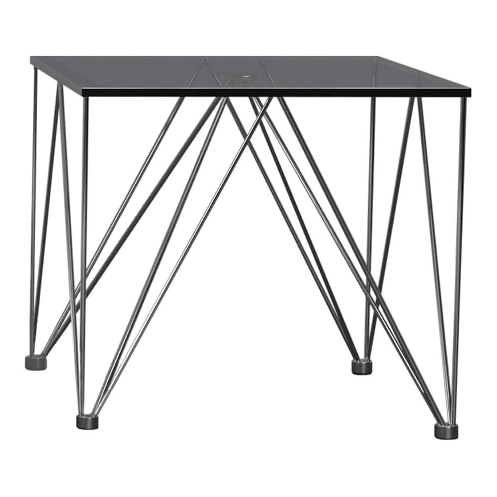 Chalet Square Smoked Glass Top End Table Chrome